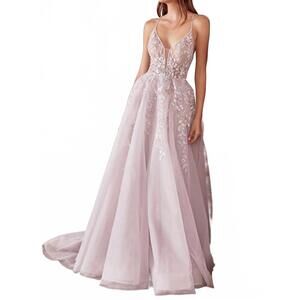 NEW ANDREA & LEO COUTURE mary floral gown in pale mauve